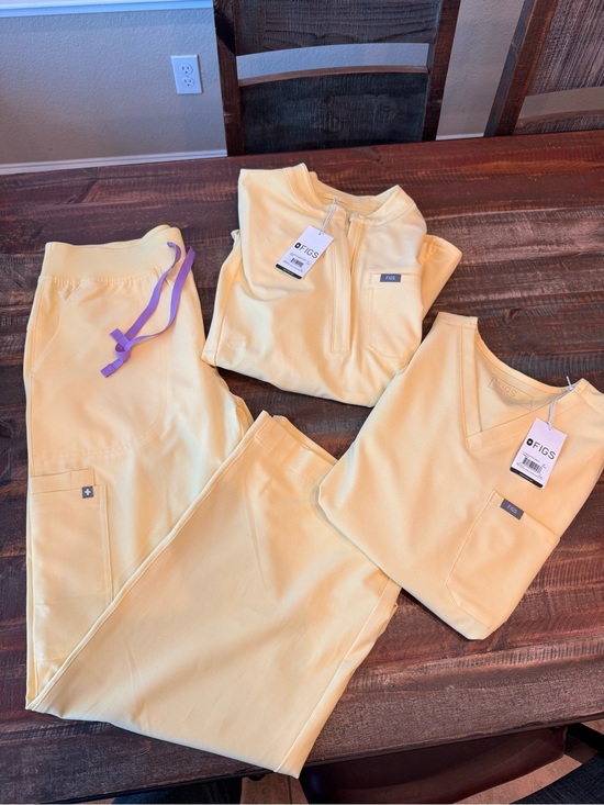Figs Other - FIGS Butter Yellow 3 Piece Set Tops New with tags, Isabel bottoms NWOT
